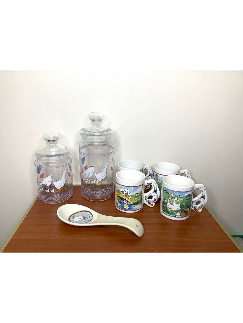 Vintage Luminarc France Cottagecore Geese Storage Jars & Other Kitchen Items